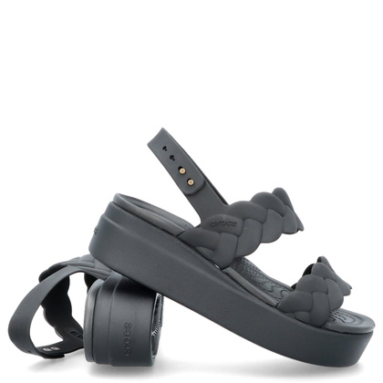 Damskie sandały na platformie -CROCS BROOKLYN WOVEN UPPER LOW EDGE W 209977 CZARNE