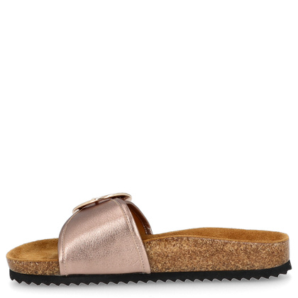 Skórzane klapki na korku - CAPRICE 9-27401-44 ZŁOTE