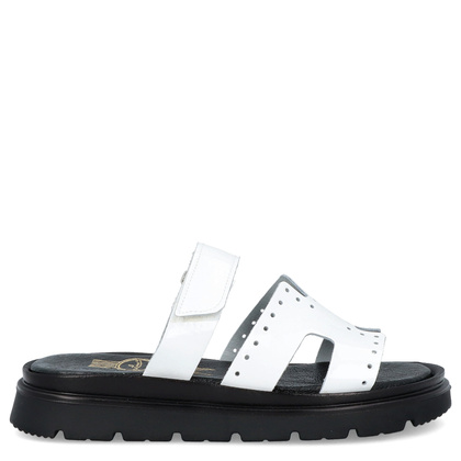 Skórzane klapki damskie - LEMAR 40440 BIAŁE