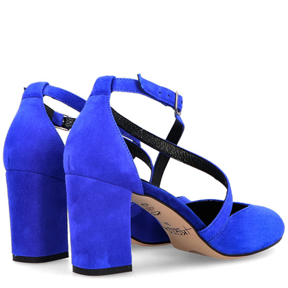 Taneczne czółenka ze skóry - KOTYL 7075 CHABROWE NIEBIESKIE