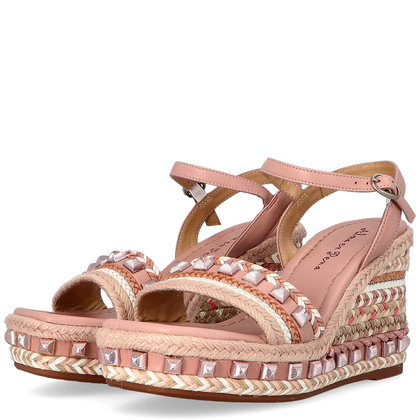 Sandałki na koturnie - ALMA EN PENA V22230 RÓŻOWE