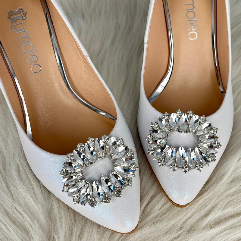 Ozdobne klipsy do butów owalne - TYMOTEO LOVE T49 SREBRNE