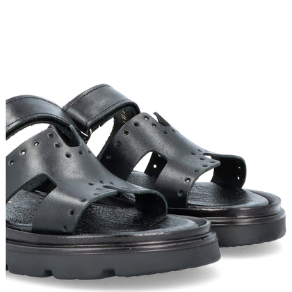 Skórzane klapki damskie - LEMAR 40440 CZARNE