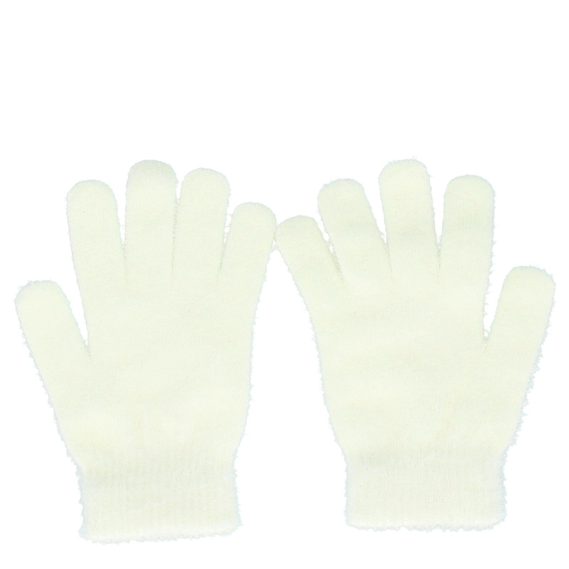 Puszyste ciepłe rękawiczki damskie - TYMOTEO LOVE R07 BIAŁE