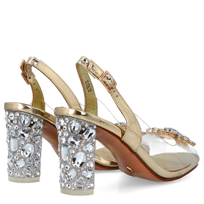 Sandały na modnym obcasie - SCAVIOLA S-206 ZŁOTE