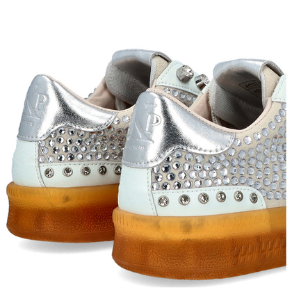 Błyszczące sneakersy damskie - EKP 3929K BIAŁE