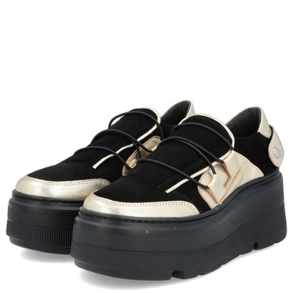 Sneakersy na lekkiej podeszwie - TYMOTEO R1001 CZARNO-ZŁOTE