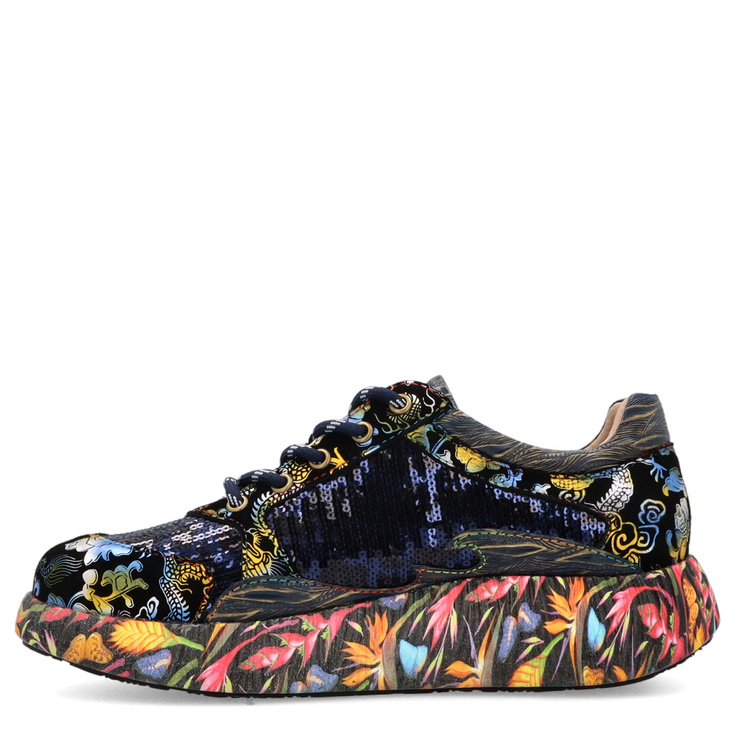 Zdobne sneakersy damskie - LAURA VITA NIKITO 09 GRANATOWE