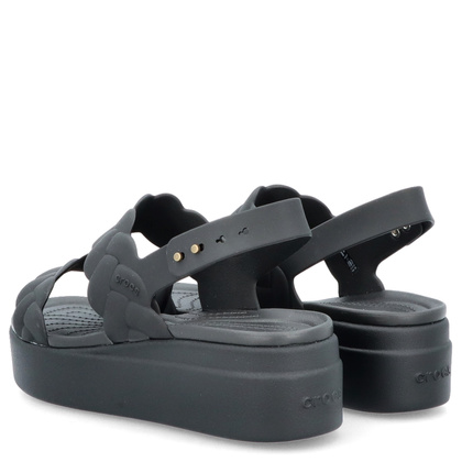 Damskie sandały na platformie -CROCS BROOKLYN WOVEN UPPER LOW EDGE W 209977 CZARNE