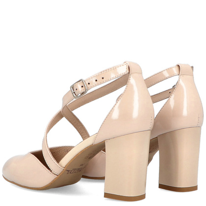 Taneczne czółenka ze skóry - KOTYL 7075 PERŁOWO BEŻOWE