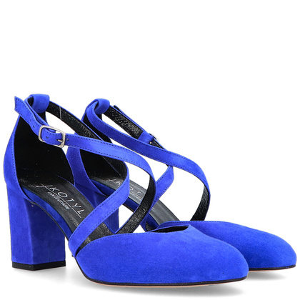 Taneczne czółenka ze skóry - KOTYL 7075 CHABROWE NIEBIESKIE