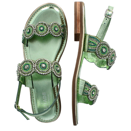 Eleganckie zdobne sandały - LEJADE 3755 PISTACJOWE