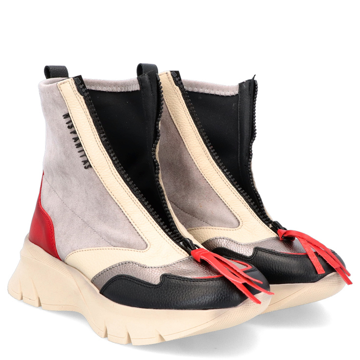 Hiszpańskie wysokie sneakersy z zamkiem - HISPANITAS CHI243628 SZARO-BEŻOWE