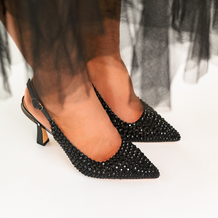 Hiszpańskie szpilki z odkrytą piętą - ALMA EN PENA I250408 CZARNE