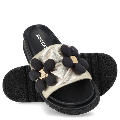 Skórzane klapki damskie - BOCCATO 475.068 ZŁOTE