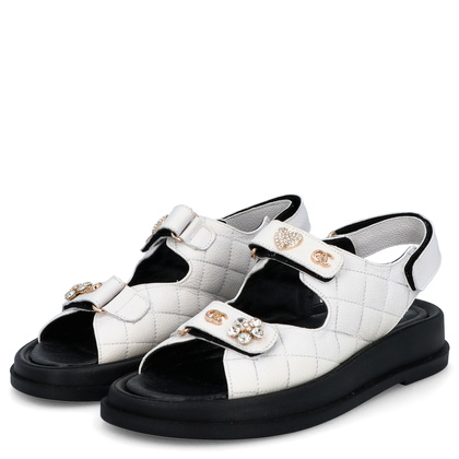 Sandały na rzep z ozdobami - TYMOTEO G1059 BIAŁE