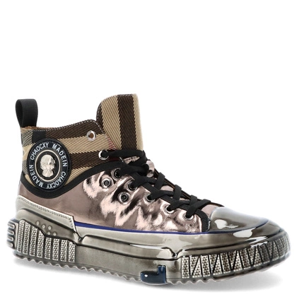 Skórzane wysokie sneakersy męskie - JOHN DOUBARE CC2883 METALICZNE