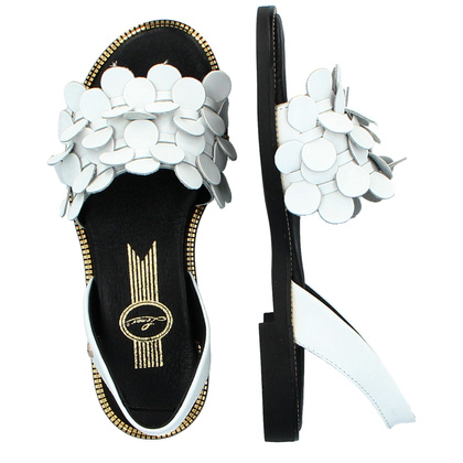 Damskie sandały ze skóry - LEMAR 40425 BIAŁE