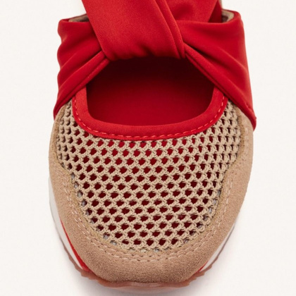 Hiszpańskie sneakersy na koturnie - GIOSEPPO 74059 BEŻOWO-CZERWONE