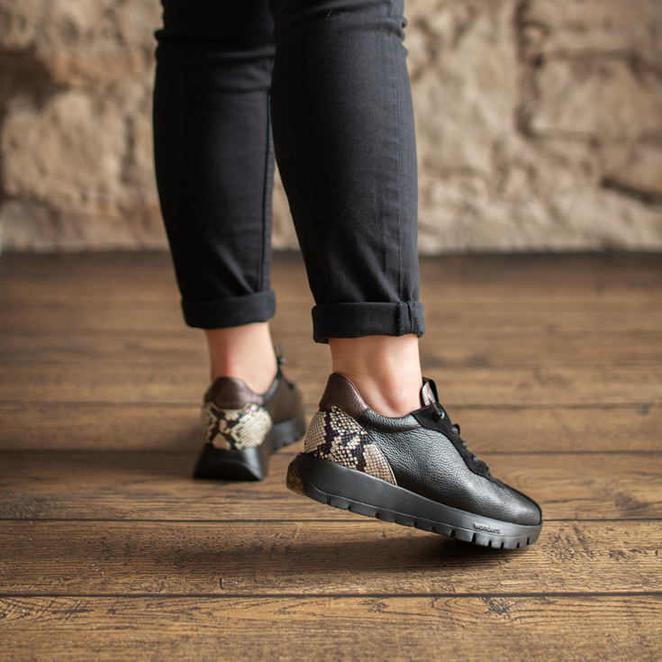 Hiszpańskie sneakersy premium - WONDERS A-2495 CZARNE