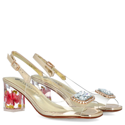 Silikonowe sandały na modnym obcasie - SCAVIOLA S-352 ZŁOTE