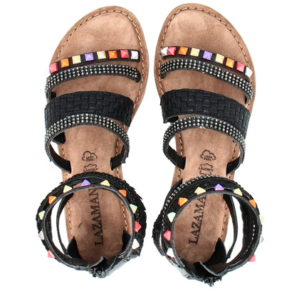 Sandały damskie gladiatorki - LAZAMANI LA75406 CZARNE