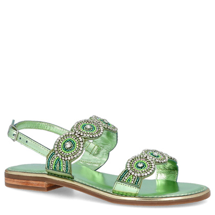 Eleganckie zdobne sandały - LEJADE 3755 PISTACJOWE