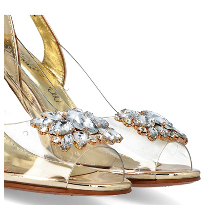 Sandały na modnym obcasie - SCAVIOLA S-206 ZŁOTE