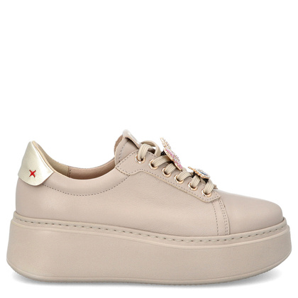 Sneakersy skórzane z ozdobami - CHEBELLO 4292 BEŻOWE