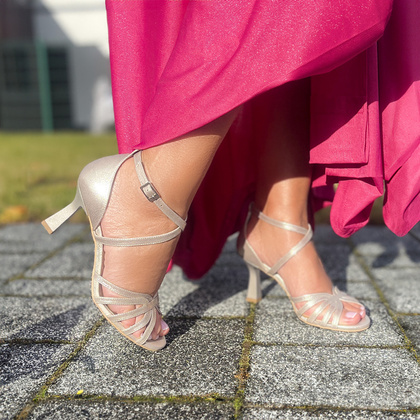 Skórzane sandałki do tańca - KOTYL 4370 ZŁOTY EF