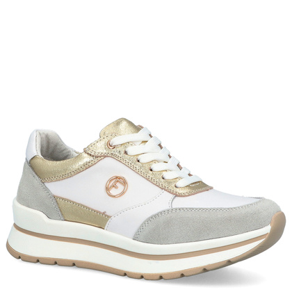 Skórzane sneakersy damskie - FILIPPO DP6858/25 BIAŁO-ZŁOTE
