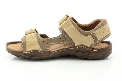 Męskie skórzane sandały - KENT 295 BRĄZOWE