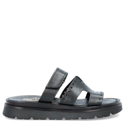 Skórzane klapki damskie - LEMAR 40440 CZARNE