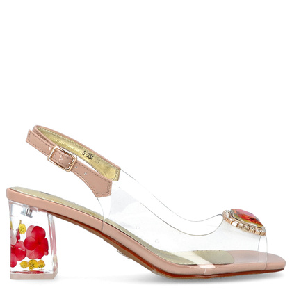 Silikonowe sandały na modnym obcasie - SCAVIOLA S-354 BEŻOWE