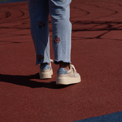 Sneakersy skórzane premium - GIO+ PIA312A BEŻOWE