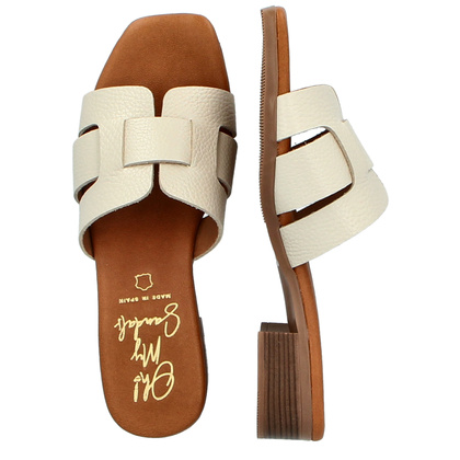 Wygodne klapki ze skóry - OH! MY SANDALS 5600 KREMOWE