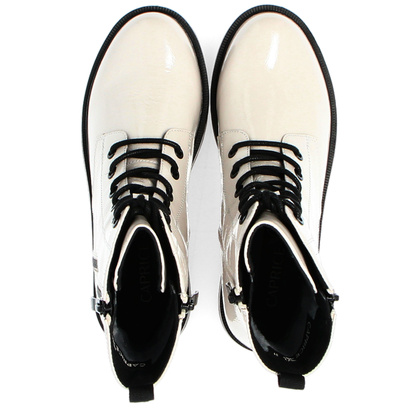 Lakierowane botki ze skóry - CAPRICE 9-25217-43 BIAŁE