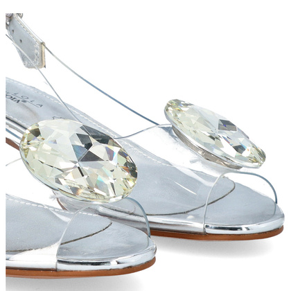 Sandały silikonowe na niskim obcasie - SCAVIOLA S-225 SREBRNE