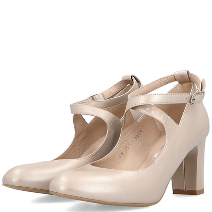 Pełne czółenka ślubne - KOTYL 7091 PERŁOWE