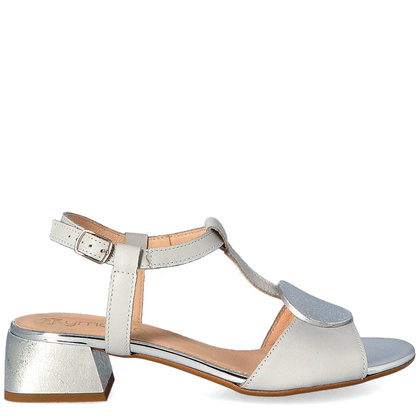 Eleganckie sandałki z ozdobą - TYMOTEO GABI SZARO SREBRNE