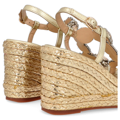 Hiszpańskie sandały na koturnie - ALMA EN PENA V251270 ZŁOTE