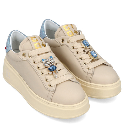 Sneakersy skórzane premium - GIO+ PIA312A BEŻOWE