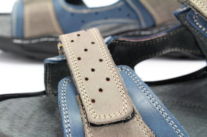 Męskie skórzane sandały - KENT 295 SZARO NIEBIESKIE