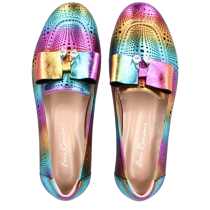 Kolorowe skórzane mokasyny - EMI ROMANI 010.1307 MULTIKOLOR 