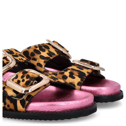 Skórzane klapki damskie - GIOSEPPO 75453 PANTERKA