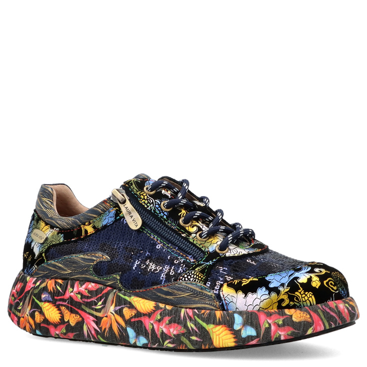 Zdobne sneakersy damskie - LAURA VITA NIKITO 09 GRANATOWE