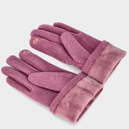 Kaszmirowe rękawiczki damskie z obsługą ekranów - TYMOTEO LOVE R02 FIOLETOWE