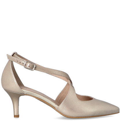 Buty ślubne na niskiej szpilce - KOTYL 5419 ZŁOTY EF