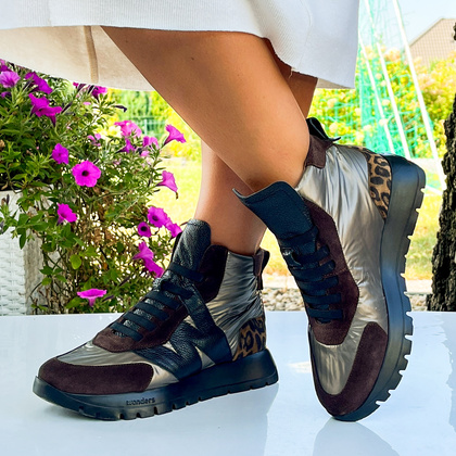 Hiszpańskie sneakersy za kostkę - WONDERS A-2471 MULTIKOLOR