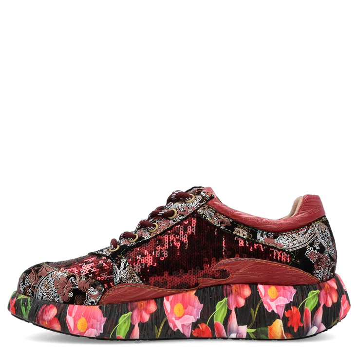 Zdobne sneakersy damskie - LAURA VITA NIKITO 09 BORDOWE